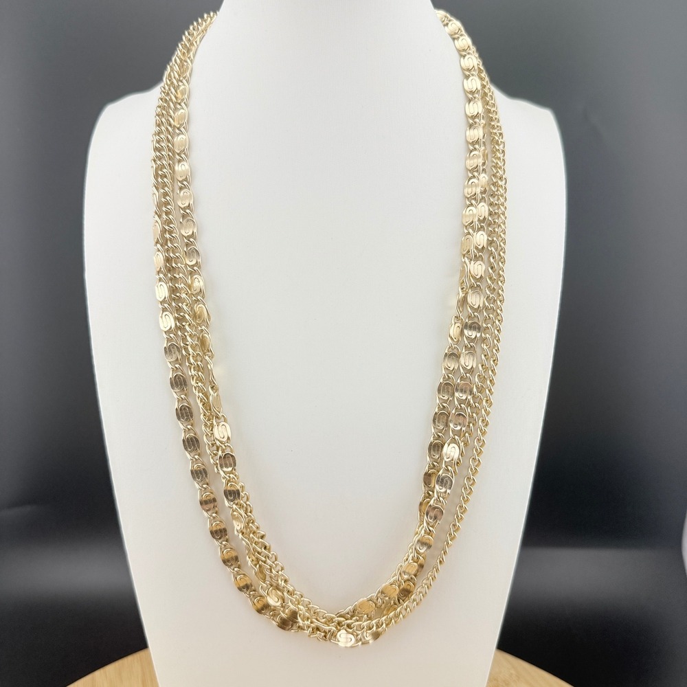 Sarah Coventry Necklace Multi Strand Gold Tone Chain Retro 70s